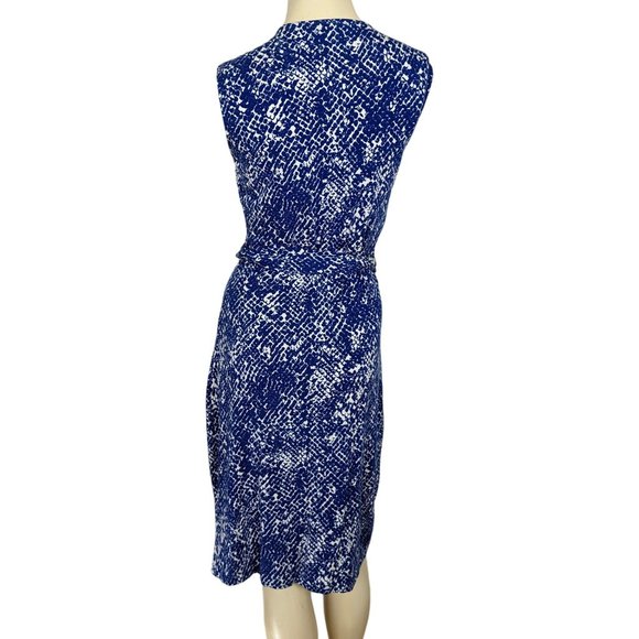 DVF Diane Von Furstenberg sleeveless blue white wrap yahzi short dress sz‎ S - Picture 3 of 12